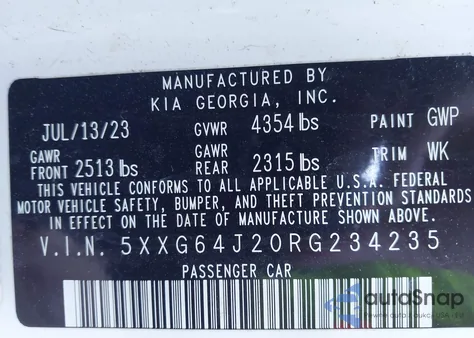 2024 Kia K5 Gt-Line from USA, damaged, VIN 5XXG64J20RG234235